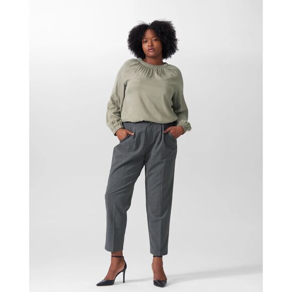 Universal Standard Patricia Long Sleeve Gathered Neck Blouse Sage Green Size 3XL - Picture 1 of 6